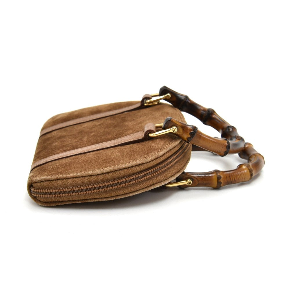 Gucci Bamboo Handle Bag Suede Mini Travel Bag