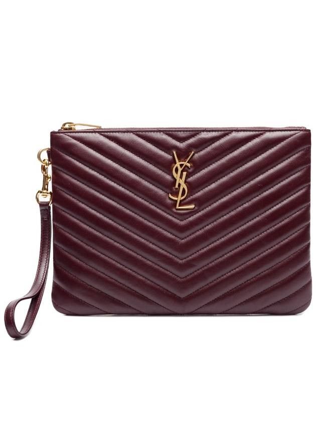YSL Saint Laurent Saint Laurent Trending Strap Clutch Bag Burgundy Matelasse Monogram