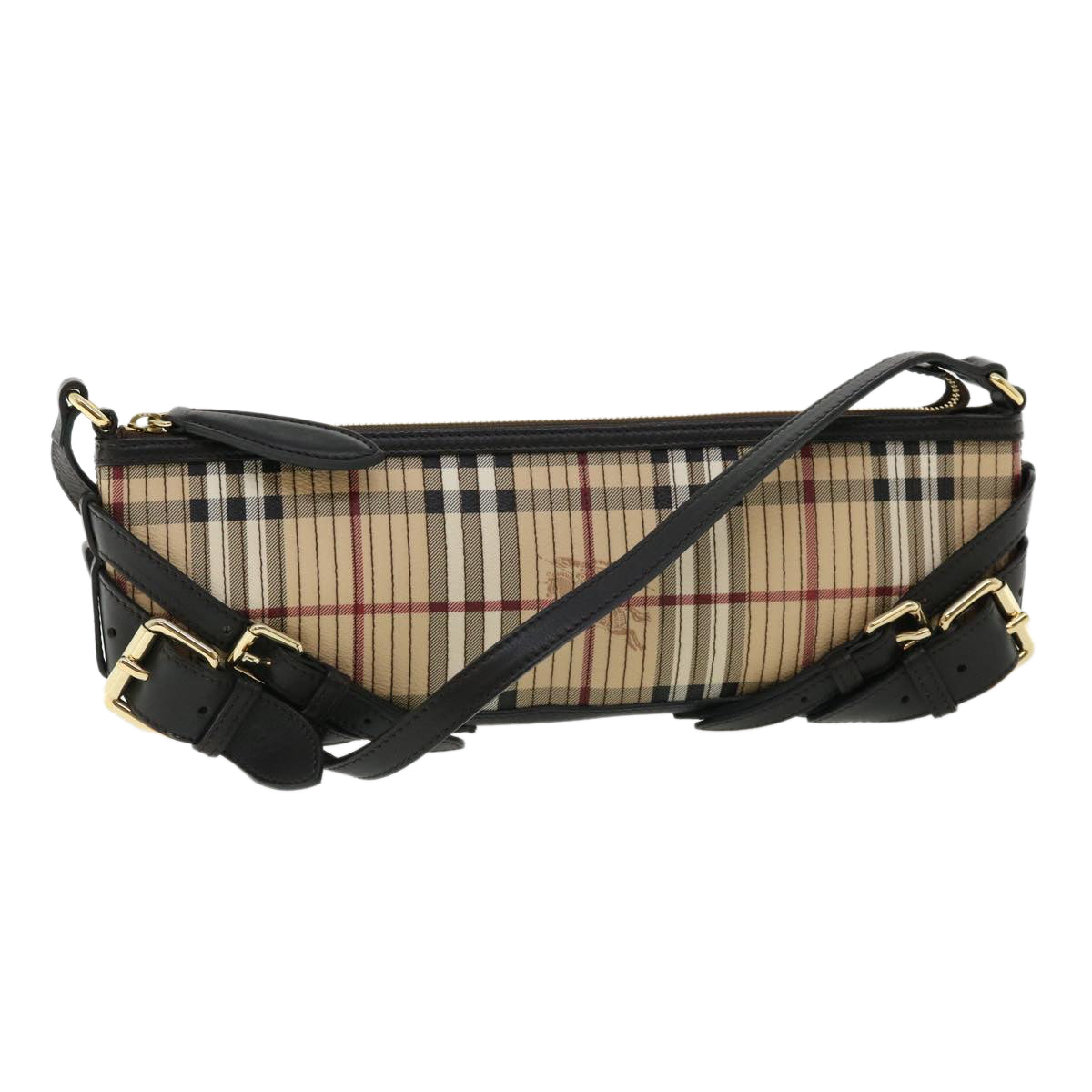 Burberry Luxury Nova Check Shoulder Bag Auth 32763A Leather Canvas Beige