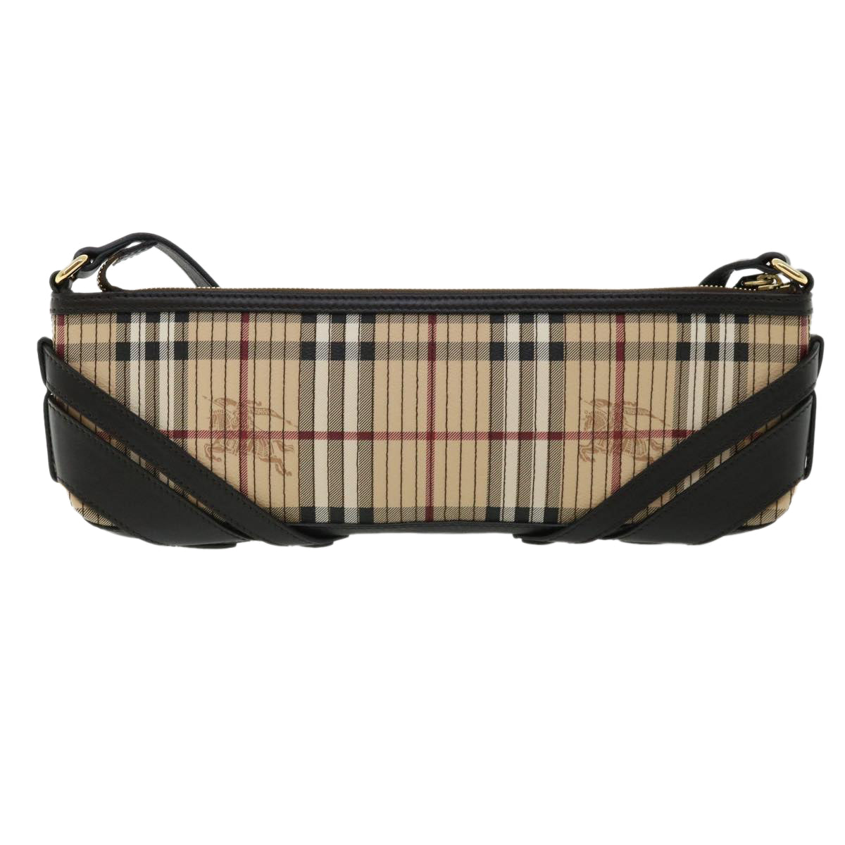 Burberry Luxury Nova Check Shoulder Bag Auth 32763A Leather Canvas Beige