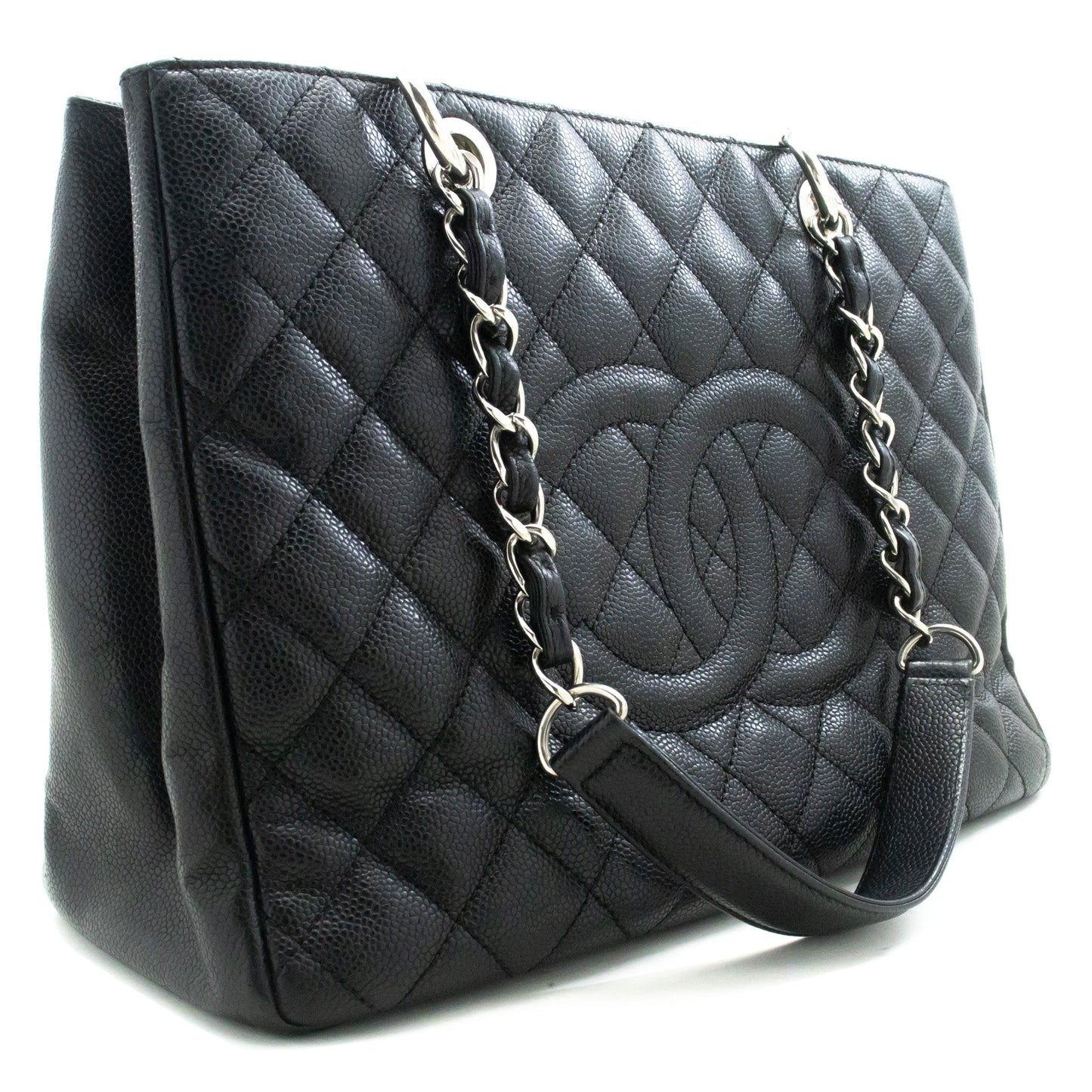 Chanel Caviar GST " Grand Shopping Tote Chain Shoulder Bag Black
