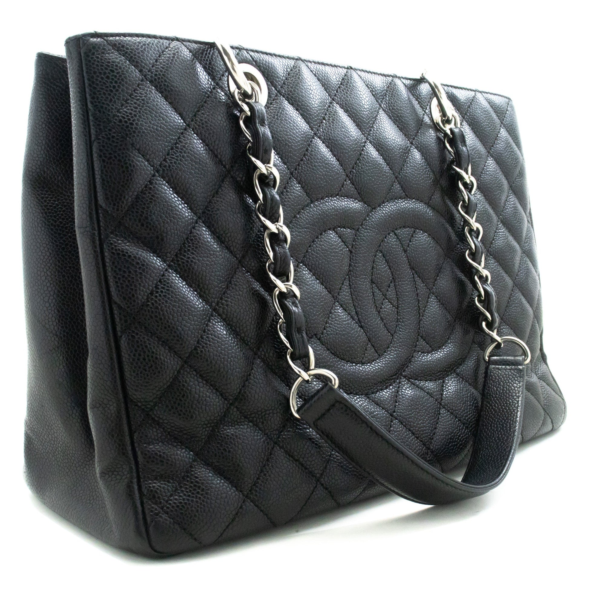 Chanel Caviar GST " Grand Shopping Tote Chain Shoulder Bag Black