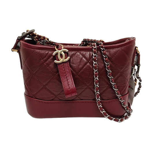 Chanel Gabrielle Hobo Burgundy Small Leather Crossbody Bag Crossbody Bag