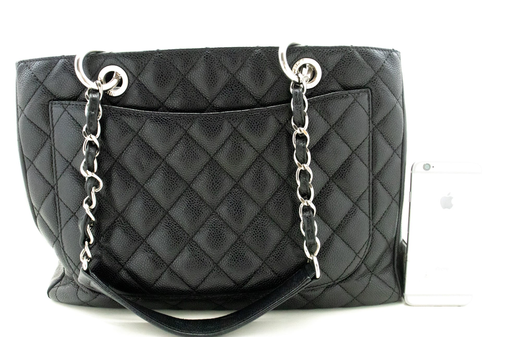 Chanel Caviar GST " Grand Shopping Tote Chain Shoulder Bag Black
