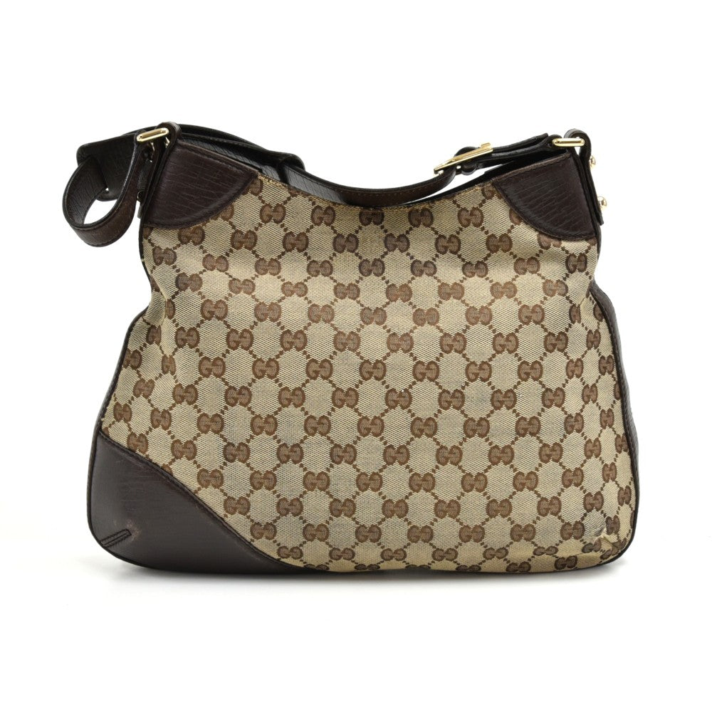 Gucci Hasler Horsebit Hobo Bag Canvas Monogram Travel Bag