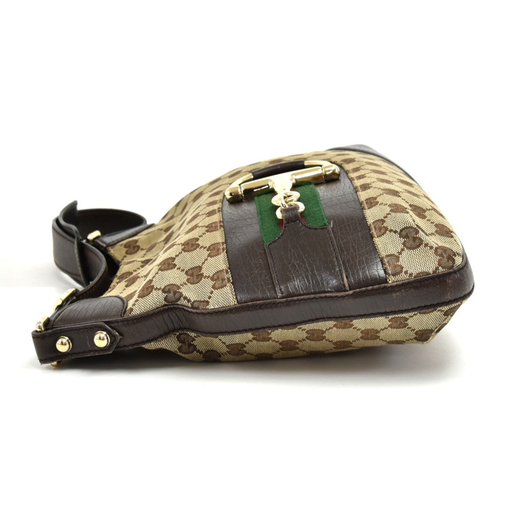 Gucci Hasler Horsebit Hobo Bag Canvas Monogram Travel Bag