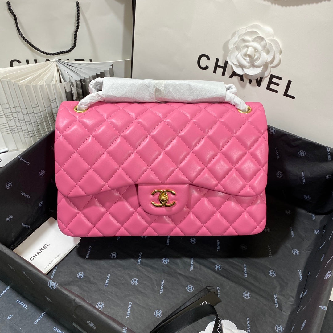Chllarge Classic Handbag Hardware Pinike For Women Gold Shoulder Bag