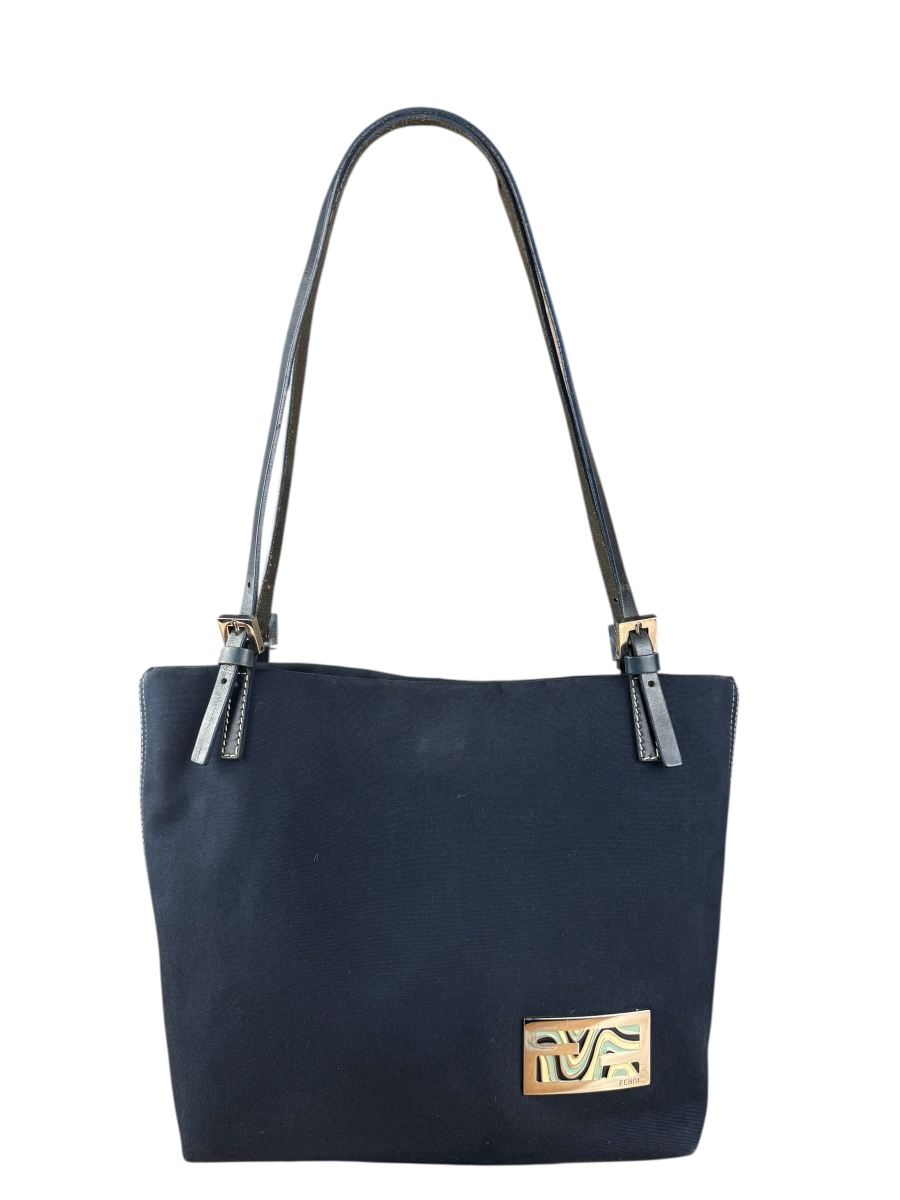 Fendi Handbag FF Wave Shoulder Tote Canvas Shoulder Bag