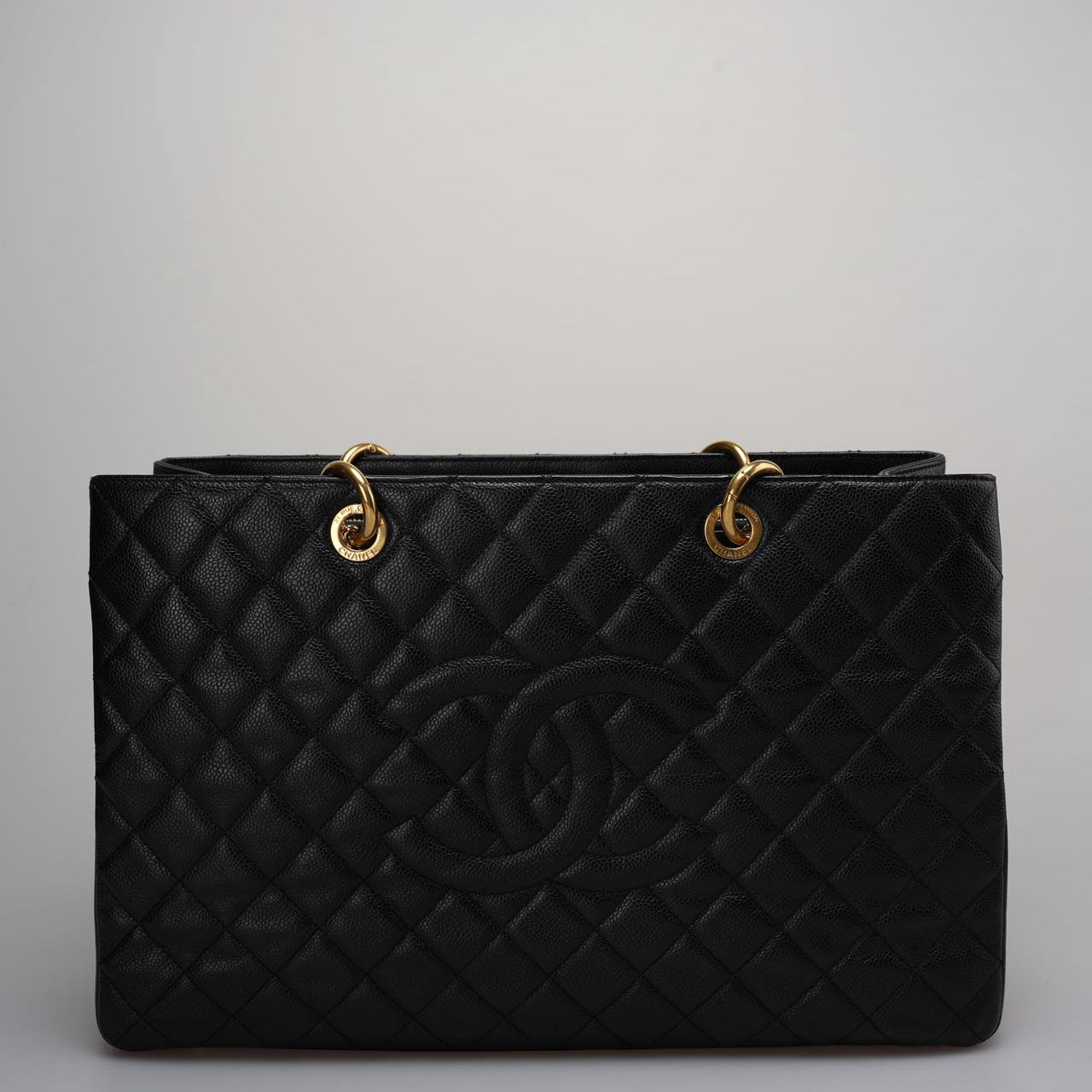 Chanel Large Black Grand Shopping XL GST Tote Bag In Caviar Leather With Gold Hardware
