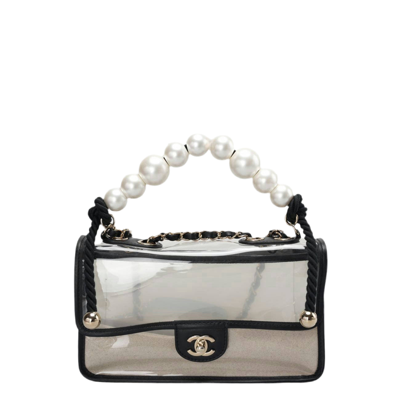 Chanel Sand By The Sea timeless Flap Bag With Pearl Strap in medium size