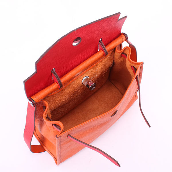 Hermes Luxury Herbag Way Orange Travel Bag