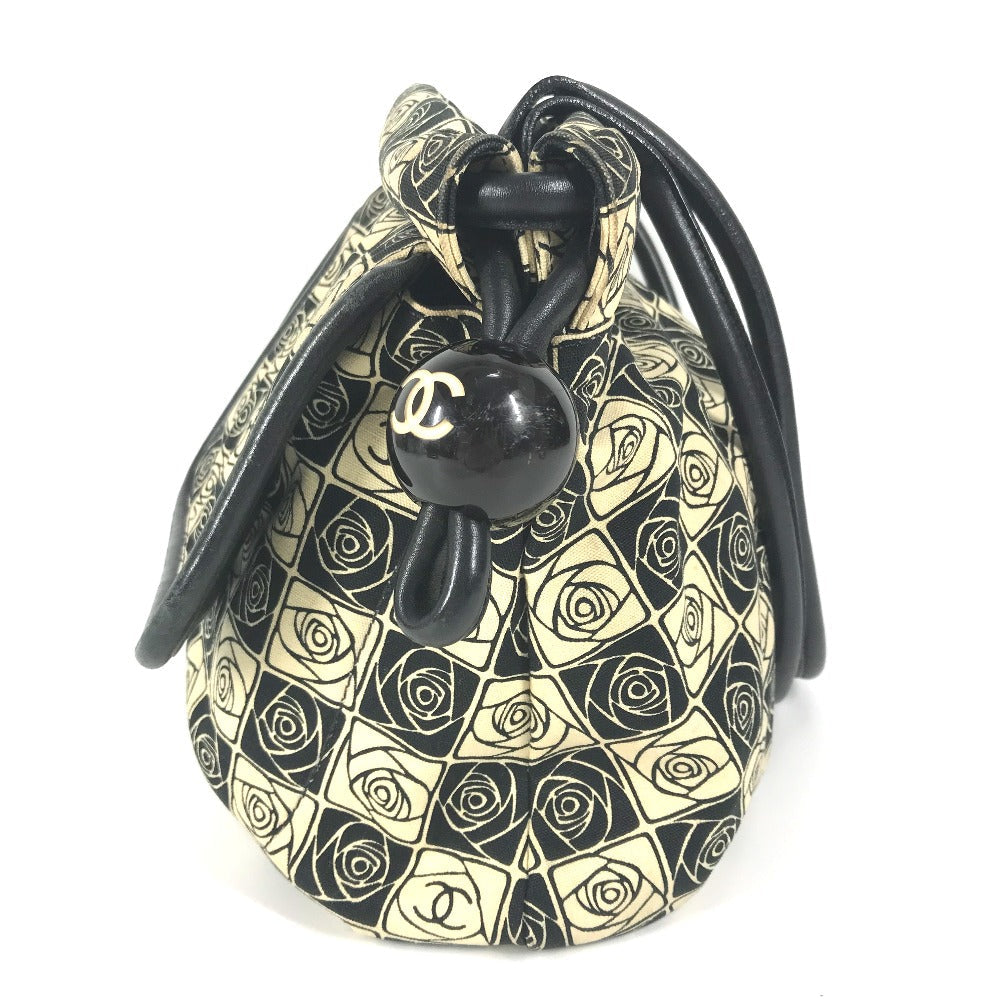 Chanel Coco ball Camellia CC COCO Mark Black Canvas Shoulder Bag