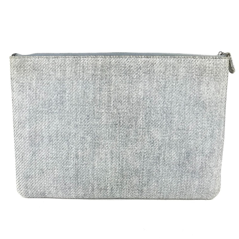 Chanel logo Deauville Blue Canvas Clutch Bag