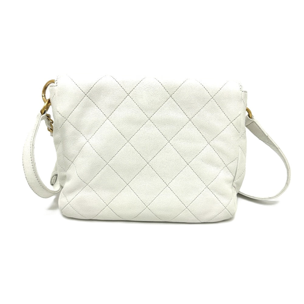 Chanel Caviar skin Matrasse W pocket White Shoulder Bag