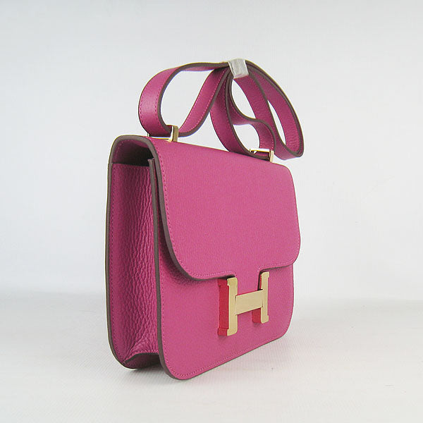 Hermes Luxury Constance Cowskin Bag H Peach Golden Leather Travel Bag