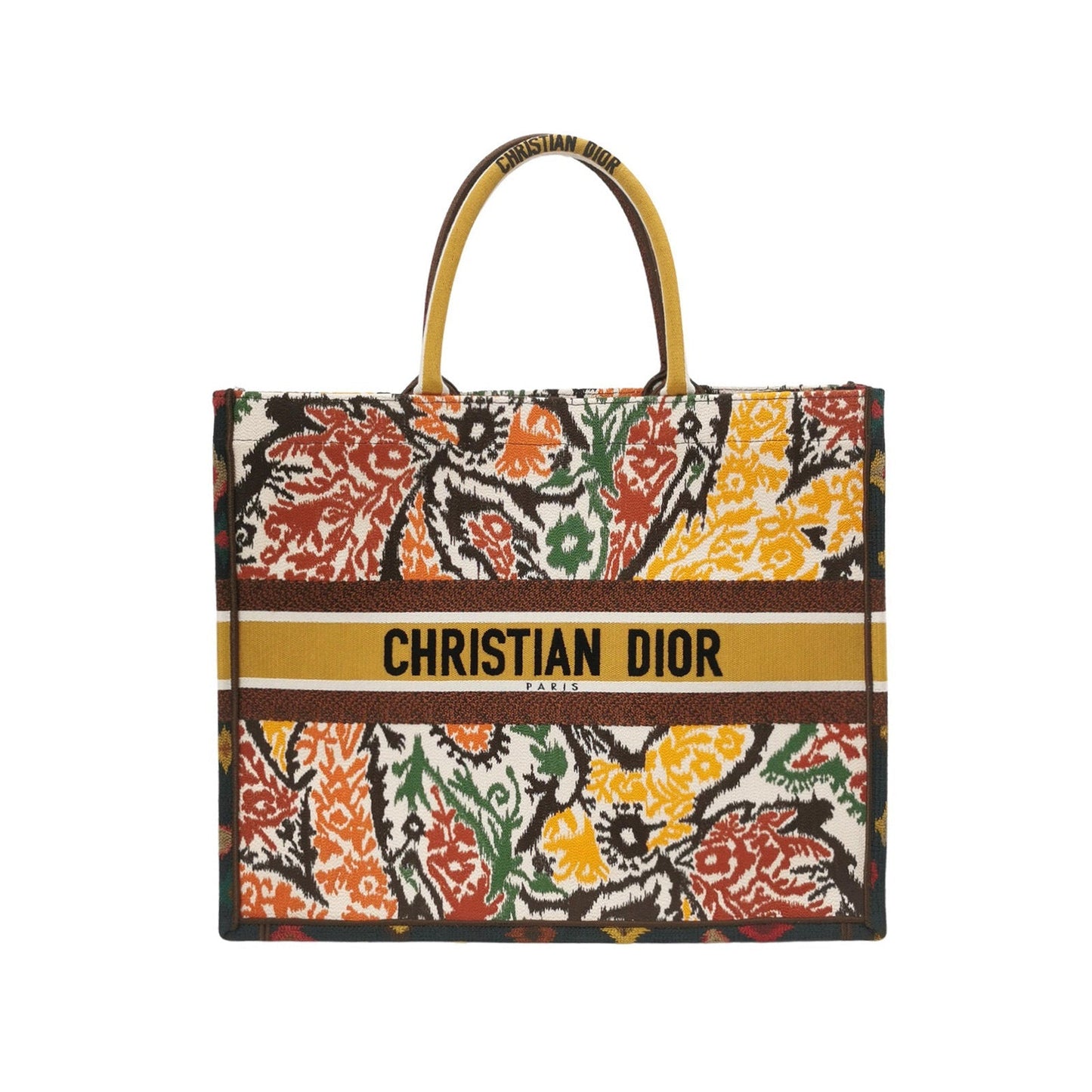 Dior Christian Book Tote Multicolour Floral Motif Embroidered Large Tote Bag