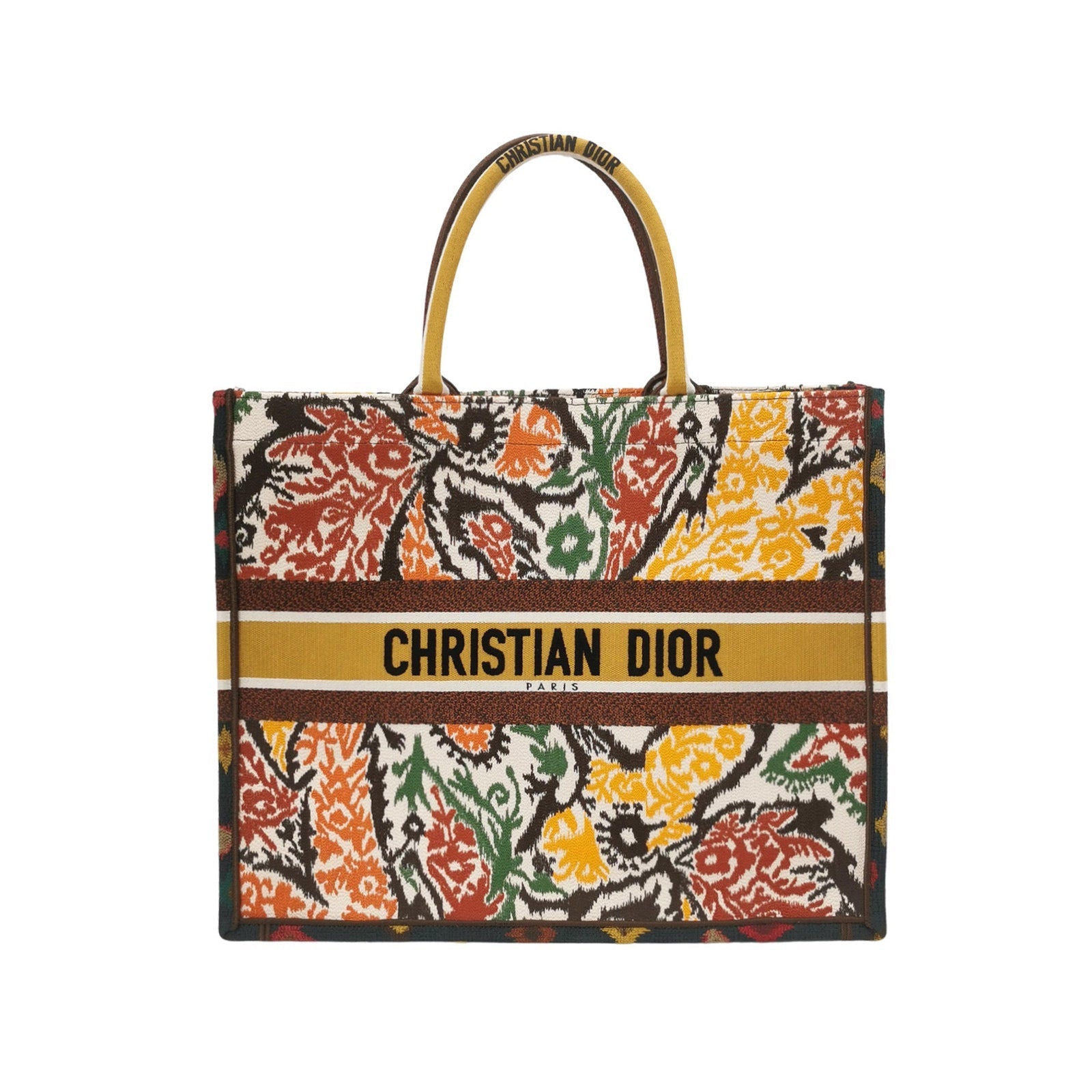 Dior Christian Book Tote Multicolour Floral Motif Embroidered Large Tote Bag
