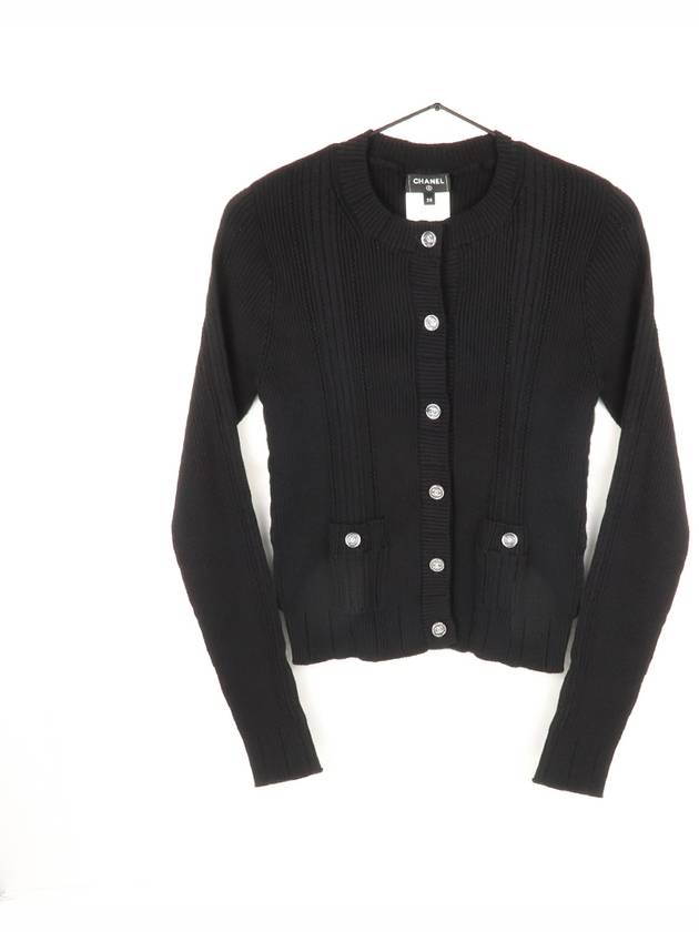 CC Button Round Cardigan Black Chanel
