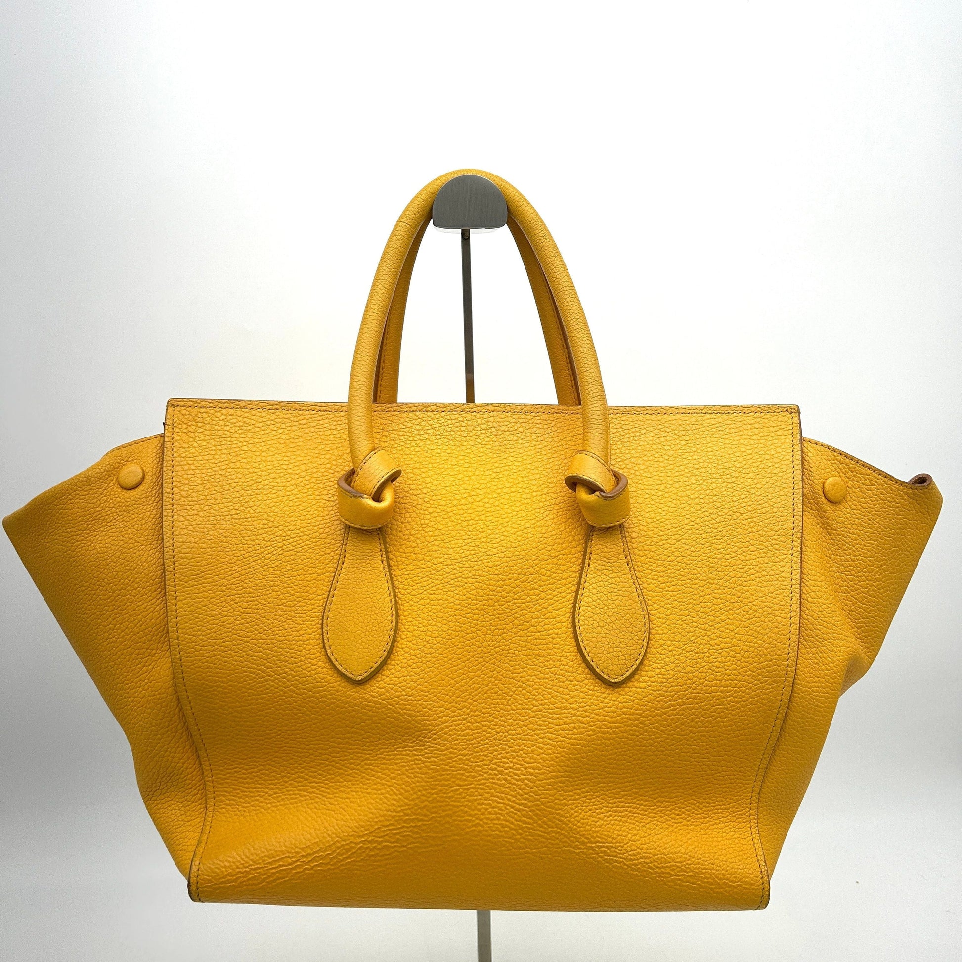 Luxury Crisped Calfskin Tie Knot Tote Saffron Large Tote Bag