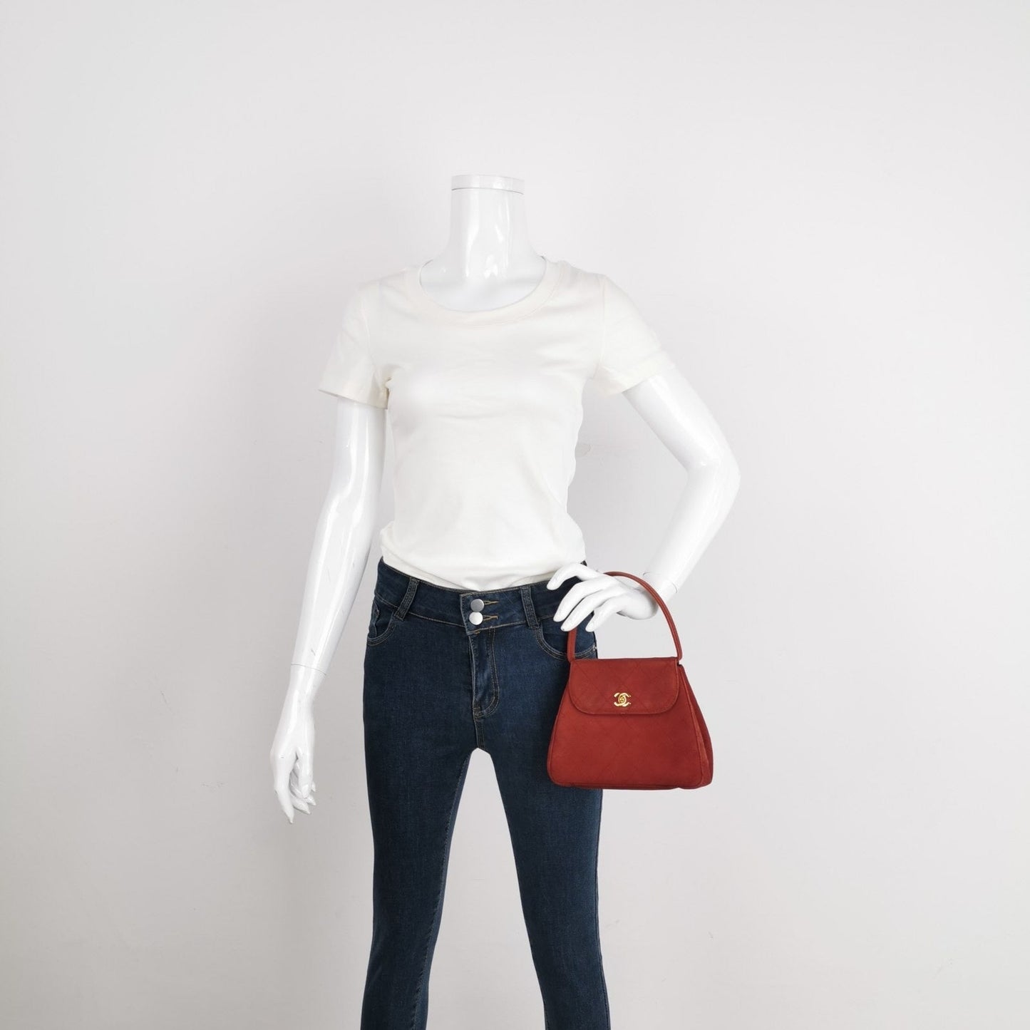 Chanel Kelly - Suede Top Handle Red Leather Mini Bag