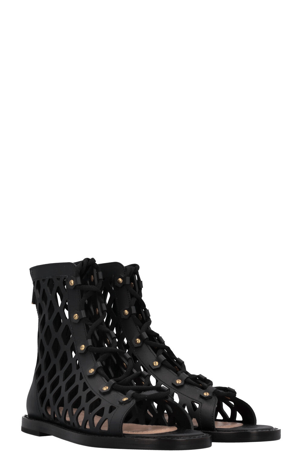 Dior Cage Sandals Leather Black Shoes
