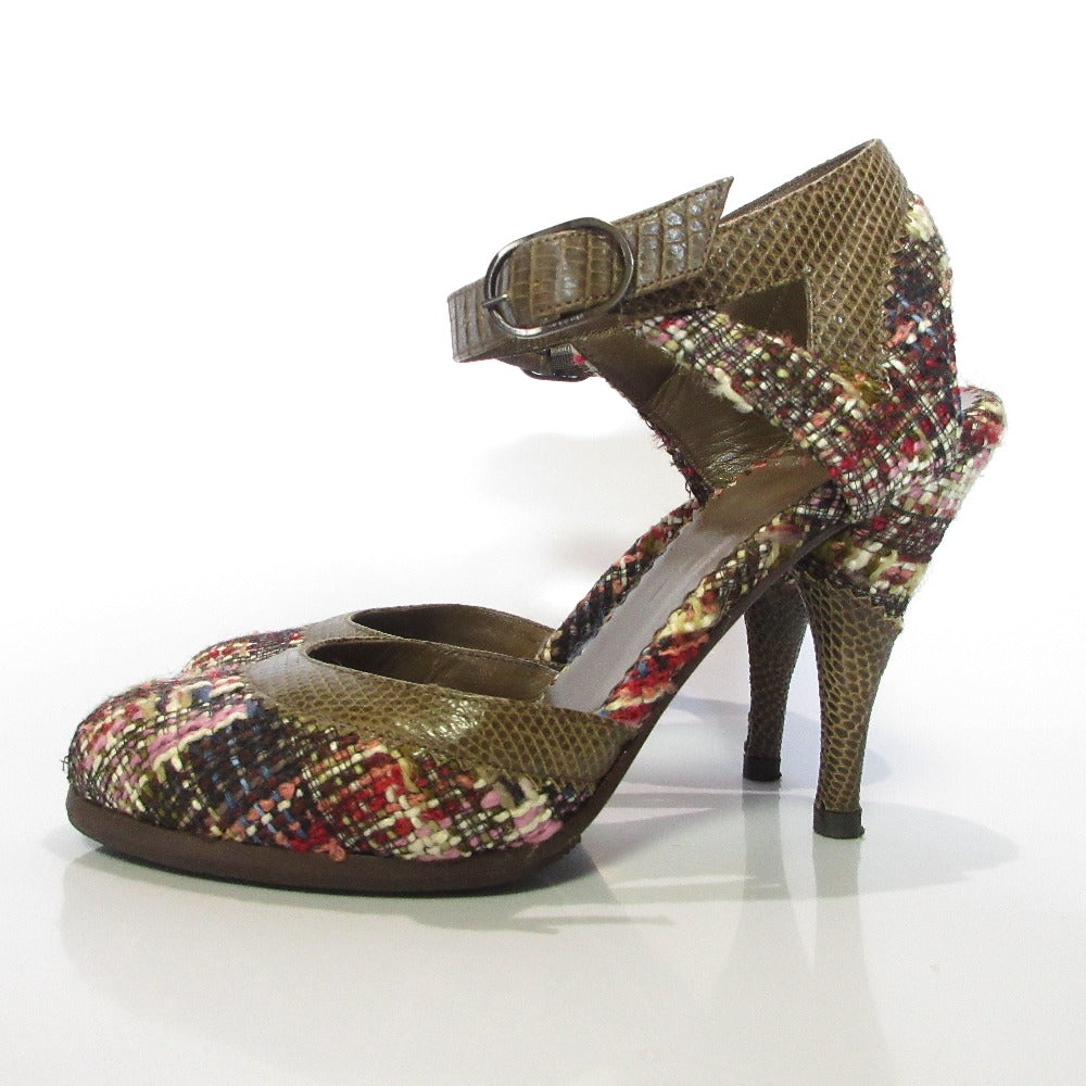 Chanel Tweed Lizard Pumps