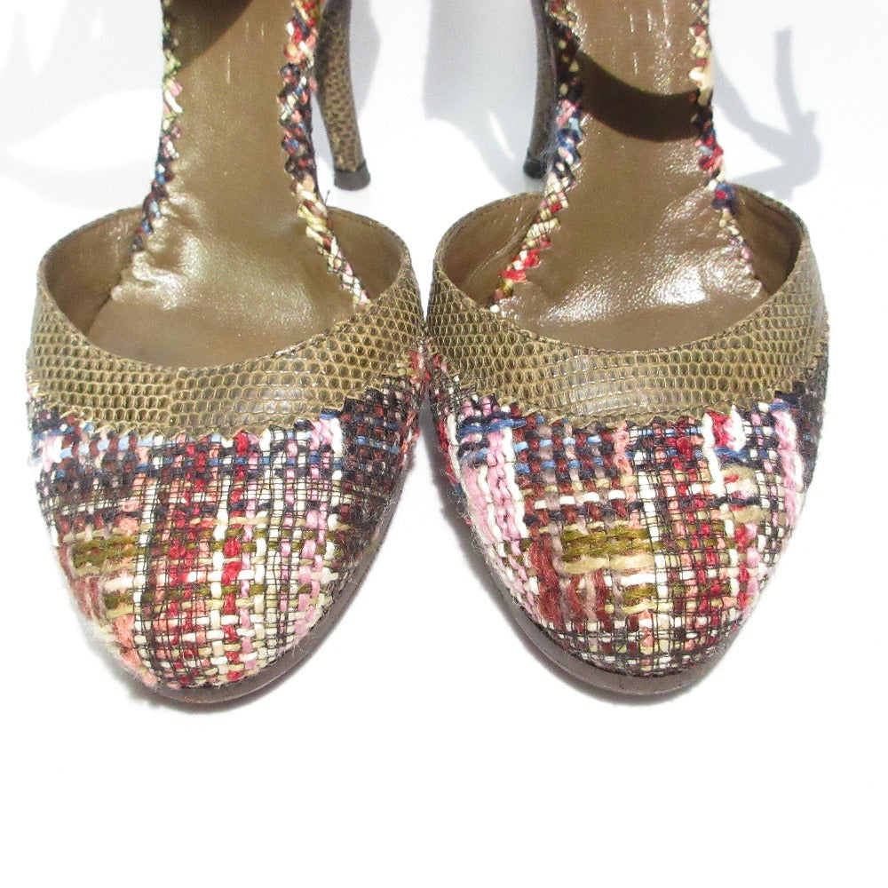 Chanel Tweed Lizard Pumps
