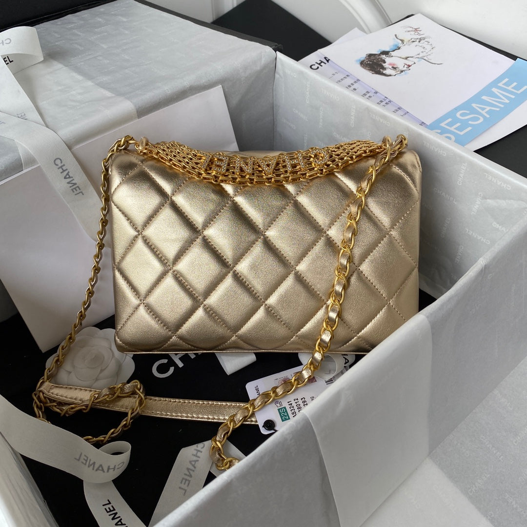 CHLFlap 15cm 6in Gold Small Handbag