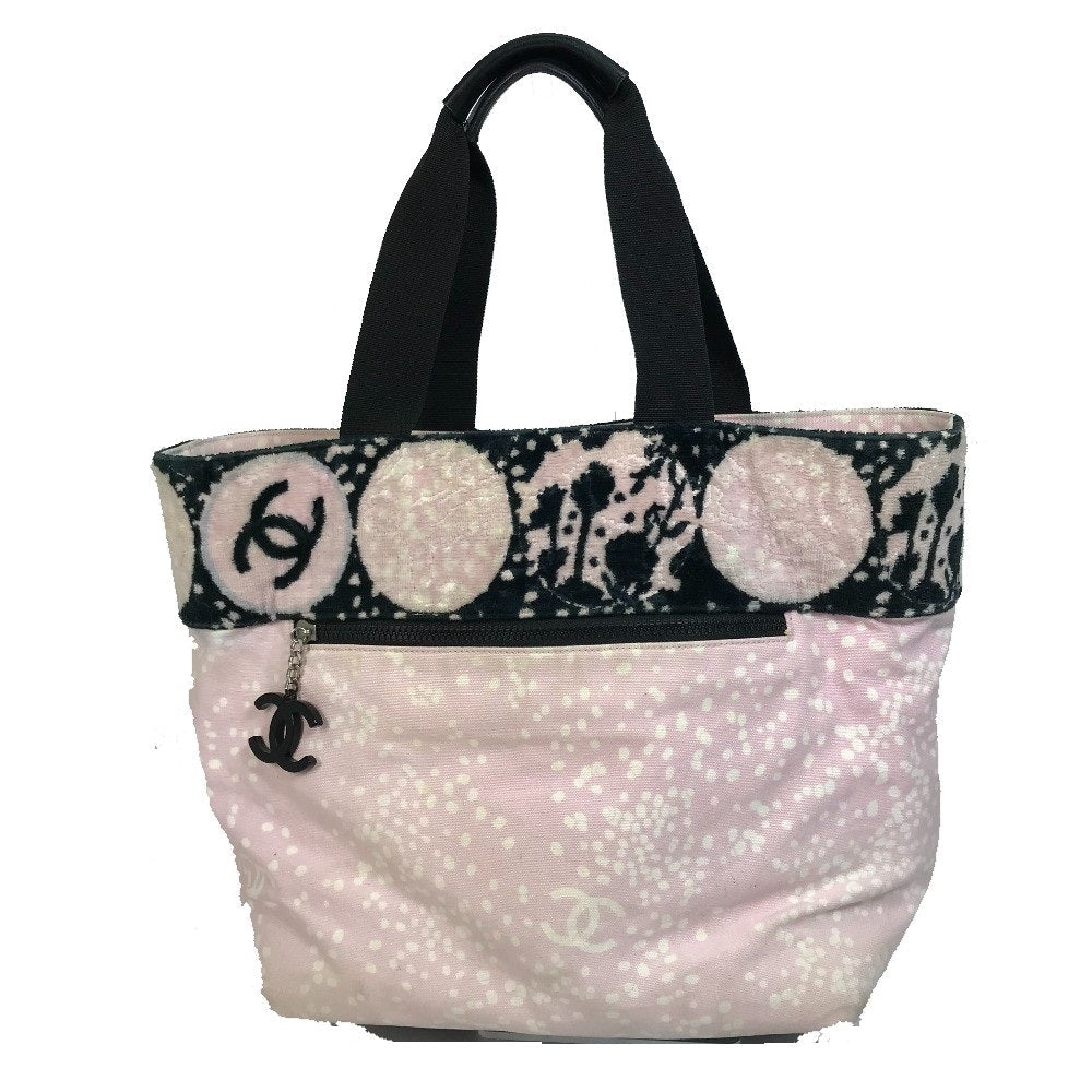 Chanel Light x COCO Mark Black Pink Canvas Tote Bag