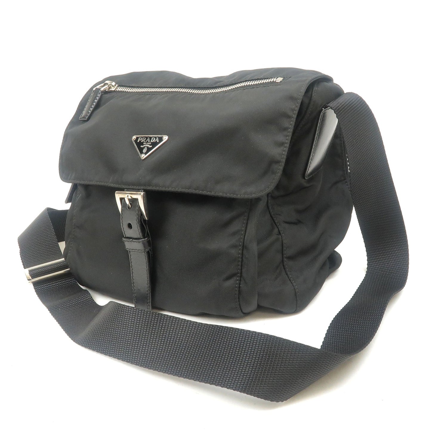 Prada Prada Nylon Leather Shoulder Bag Black Bt8994 34271