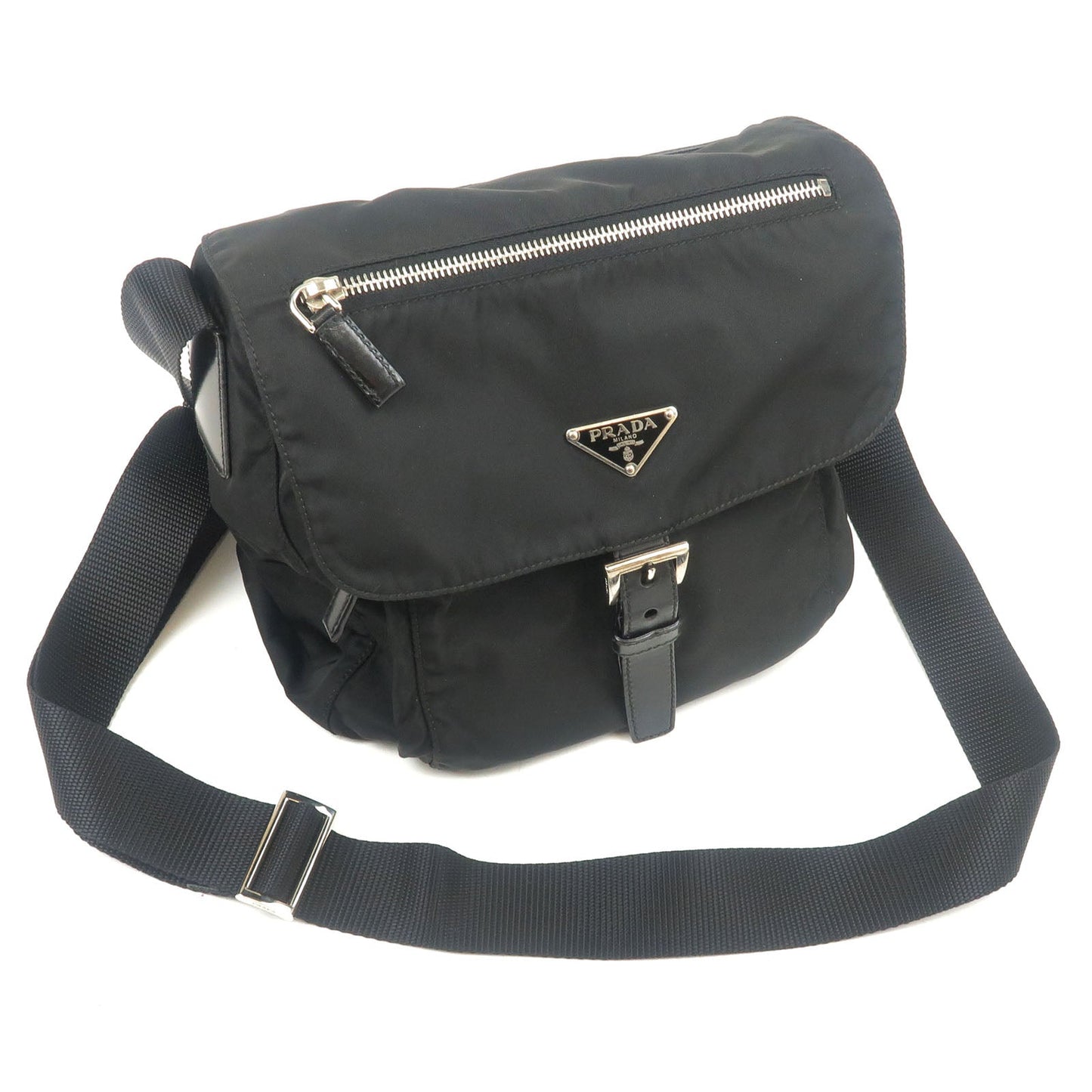 Prada Prada Nylon Leather Shoulder Bag Black Bt8994 34271