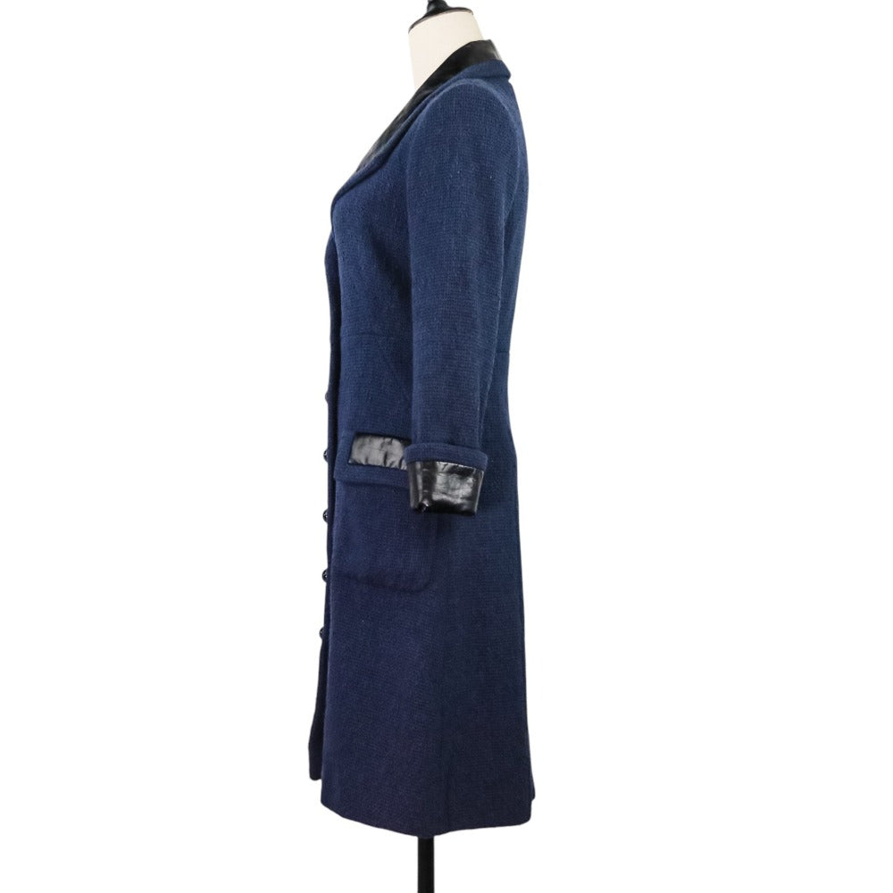 Chanel P53436 Tweed Leather Long Coat