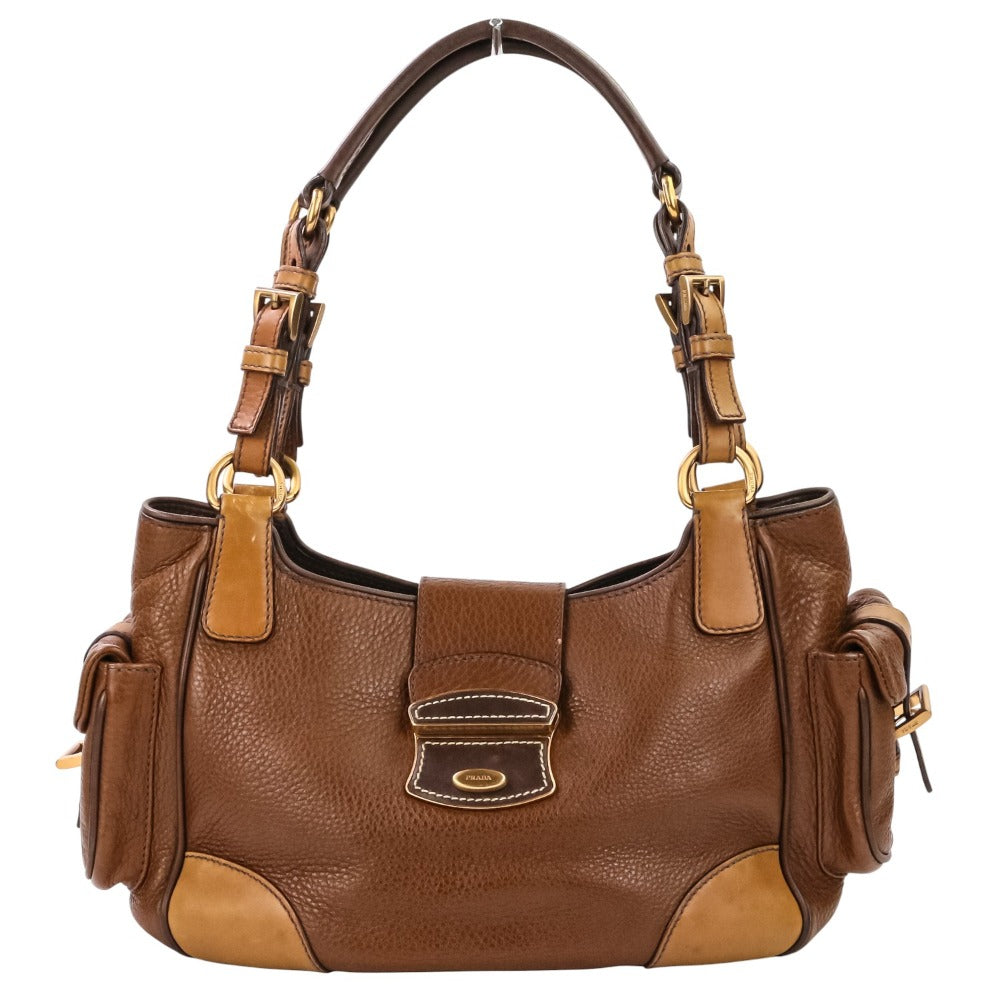 Prada Vit Daino Rocke Shrink 2Way Bag Leather Travel Bag