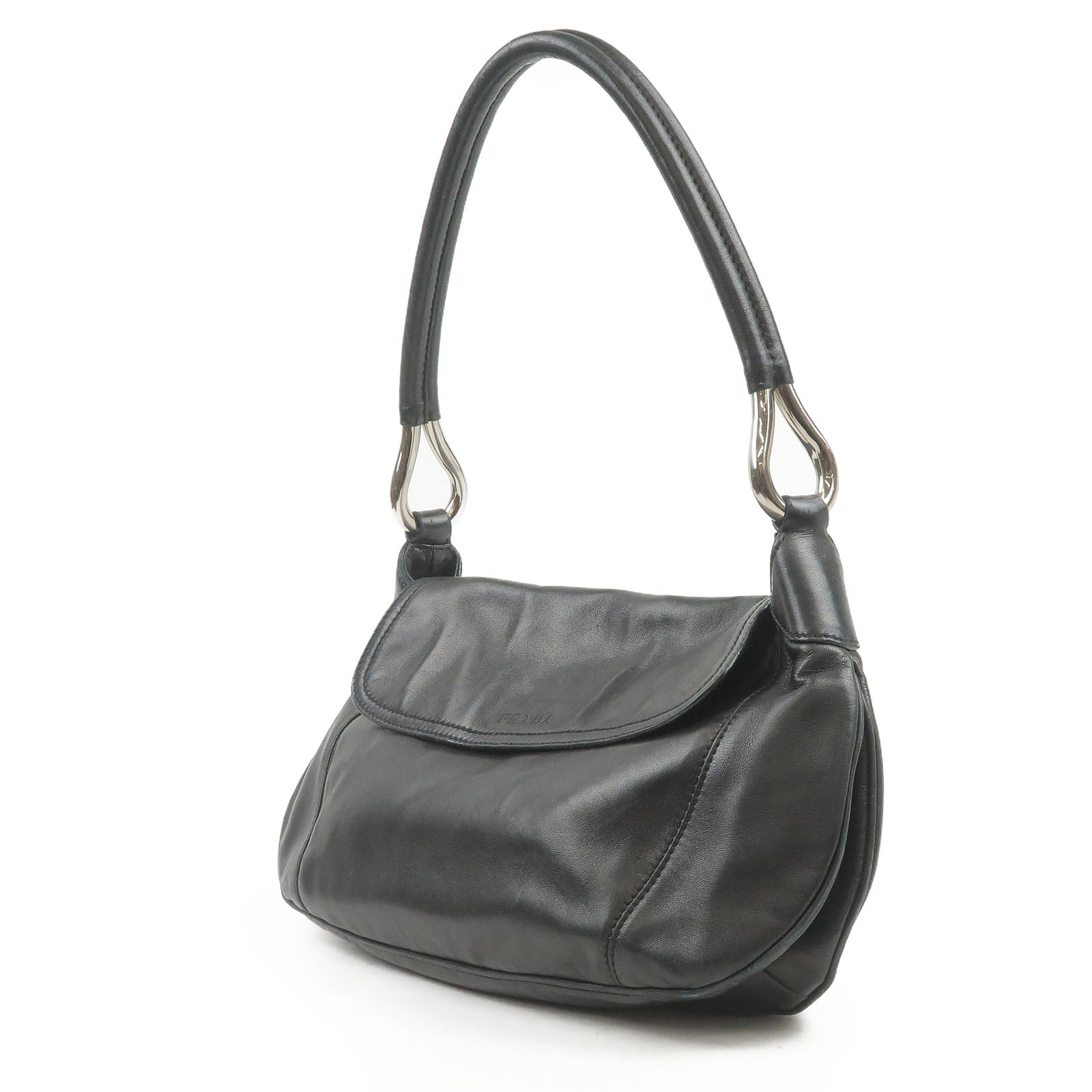 Prada Prada Leather Shoulder Bag Nero Black 34694 6