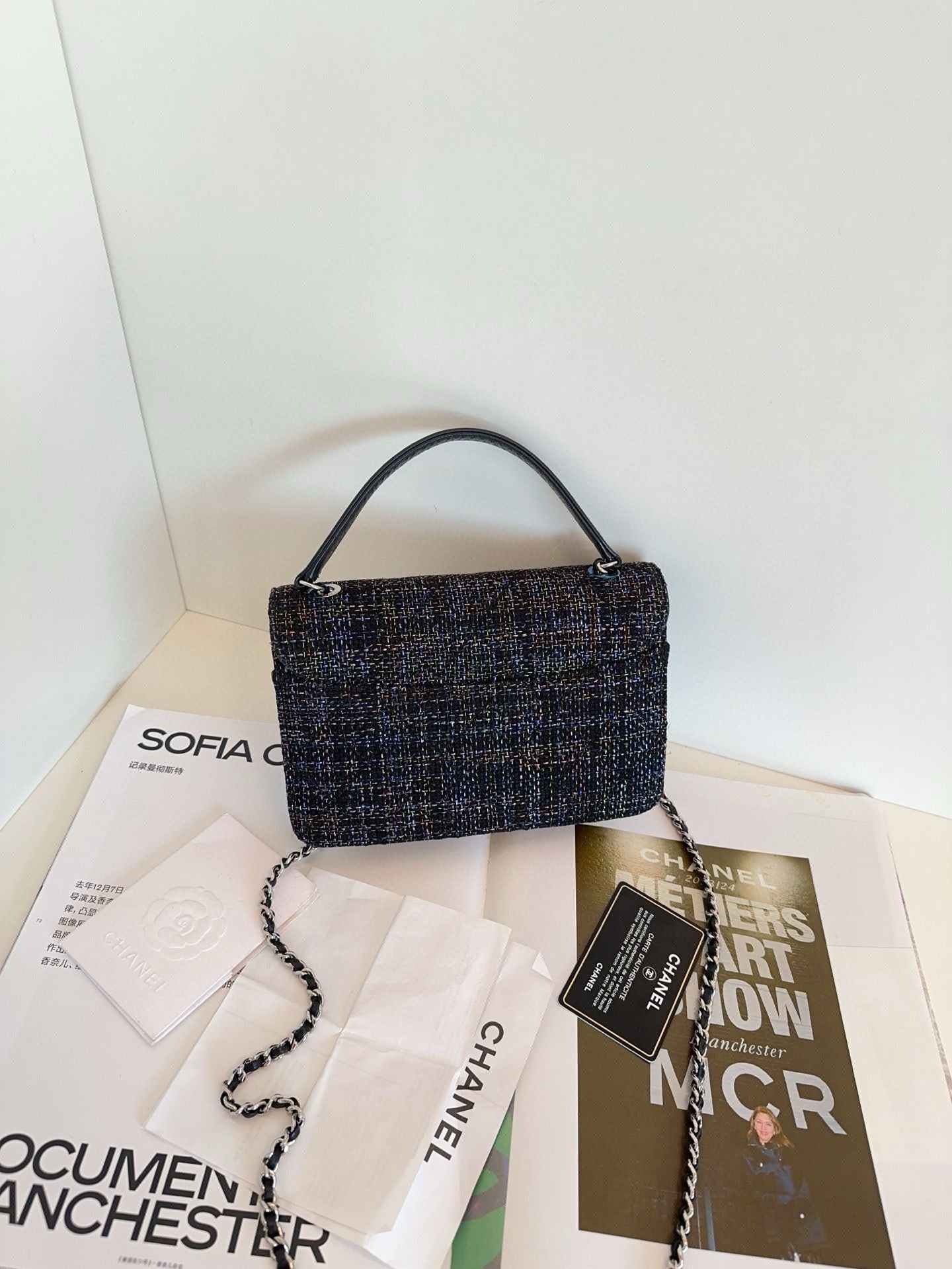 Chanel Classic flap CF mini bag woolen Black *cm-year