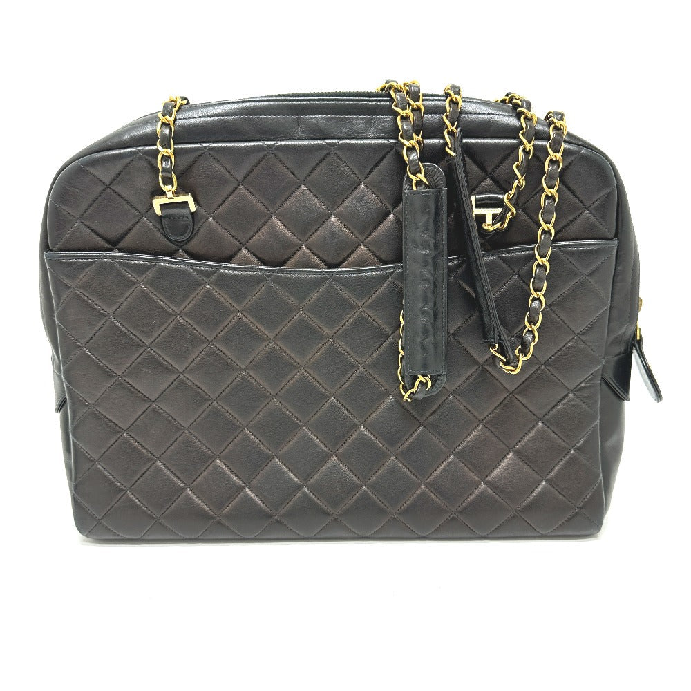 Chanel lambskin Matelasse Quilting CC COCO Mark Black Shoulder Bag