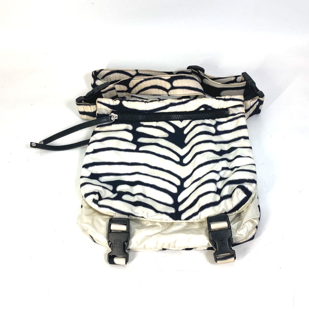 Chanel Nylon Sports Zebra Pattern Black Shoulder Bag