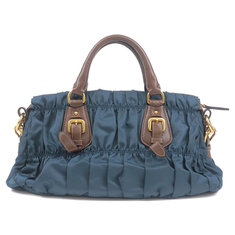Prada Prada Gather Nylon Leather 2Way Bag Hand Bag Travel Bag