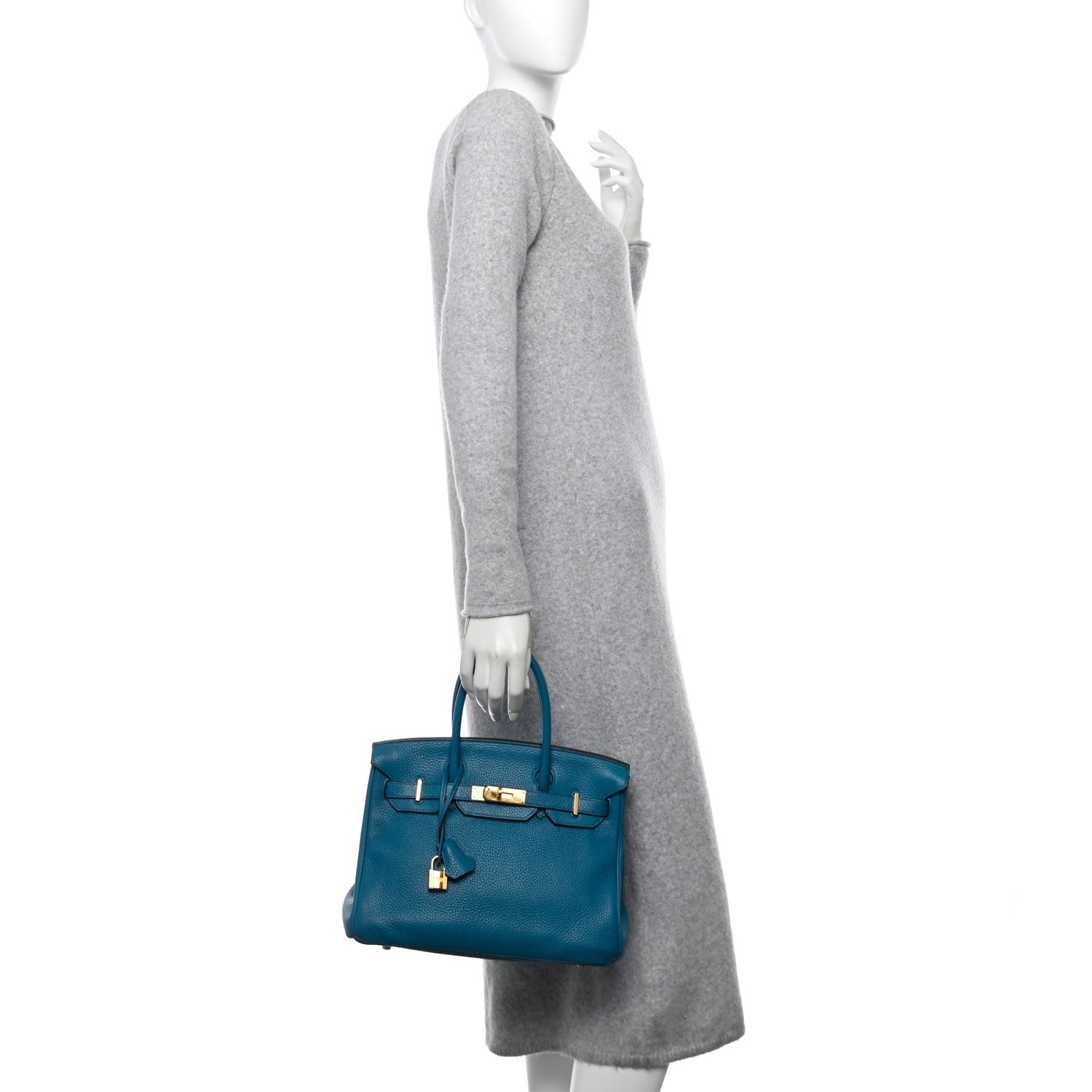 Hermes Taurillon Clemence Birkin Bleu Izmir Handbag Travel Bag