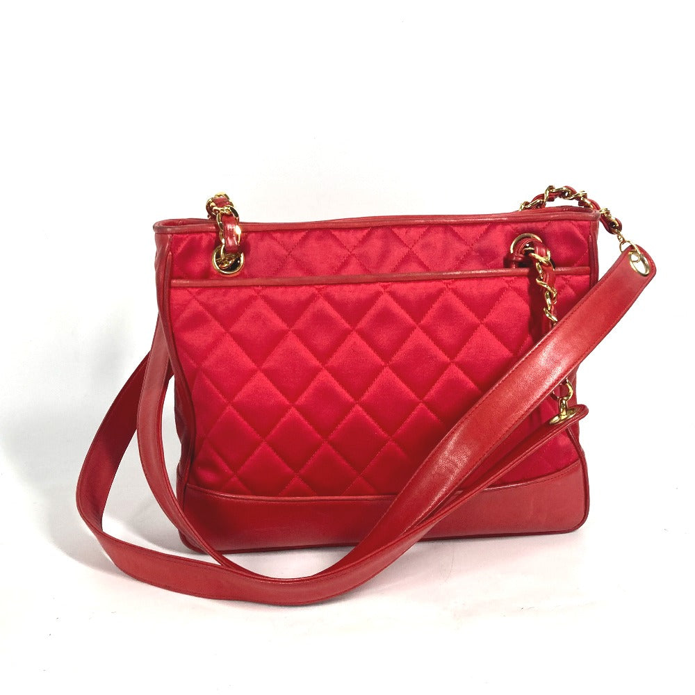 Chanel Satin Cocoball Matrasse quilting Red Leather Shoulder Bag