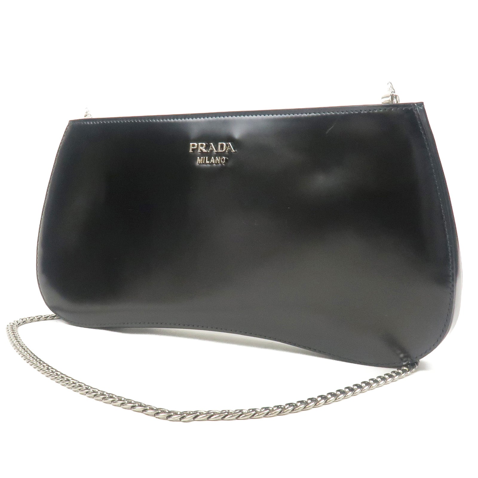 Prada Prada Sydney Leather 2Way Chain Shoulder Bag Black