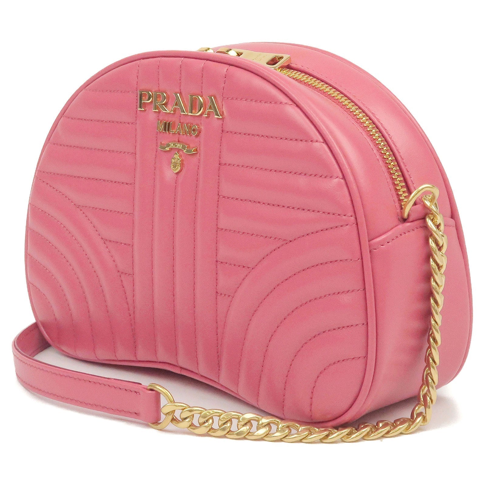 Prada Prada Diagram Soft Calf Leather Chain Shoulder Bag