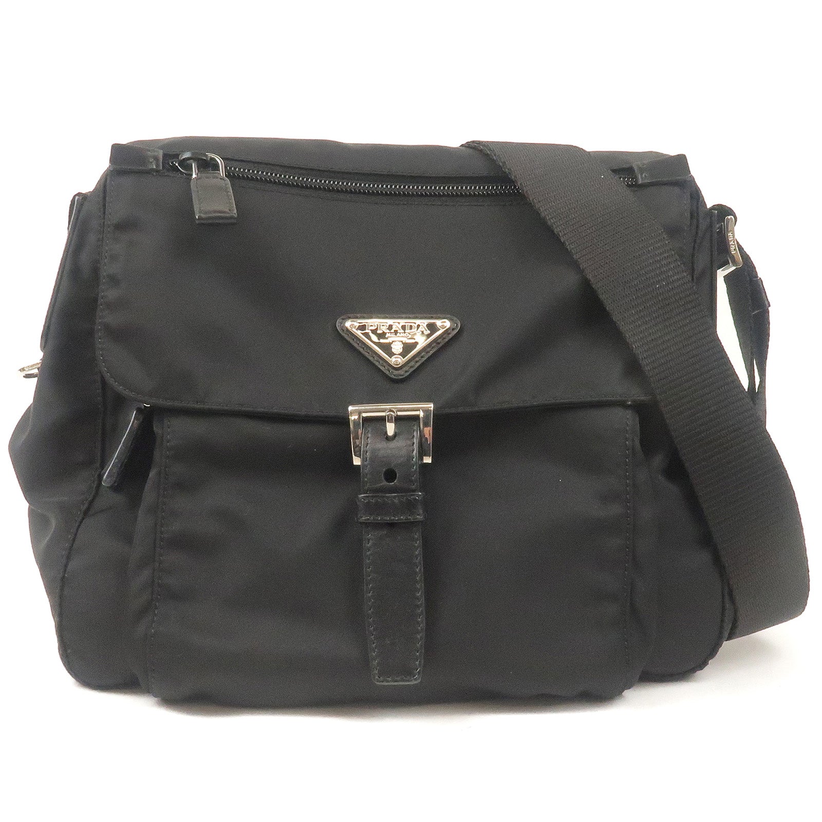 Prada Prada Nylon Leather Shoulder Bag Pouch Purse Nero