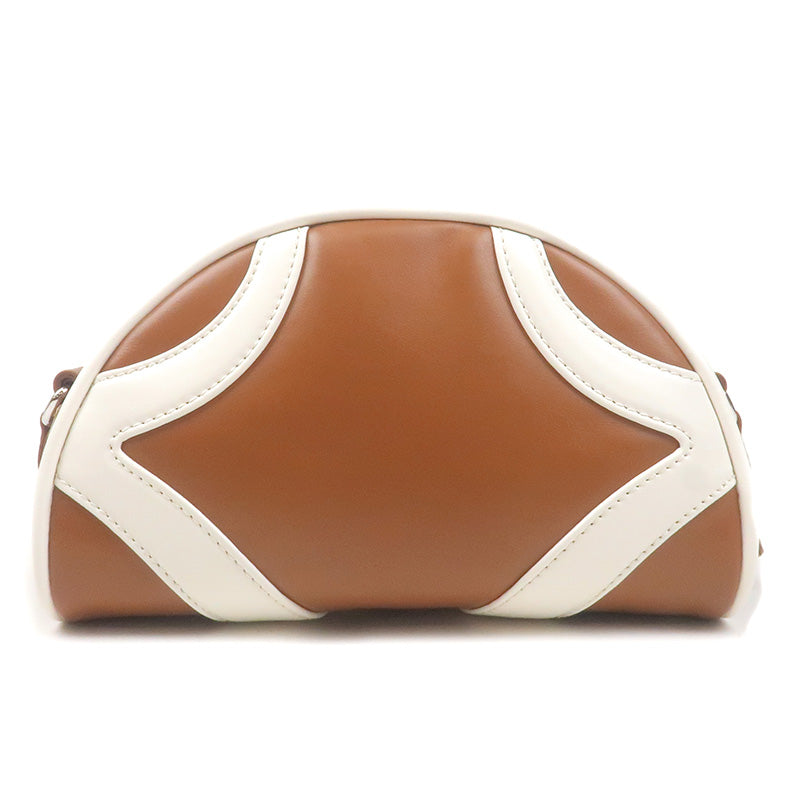 Prada Prada Leather Shoulder Bag Purse Brown White 1Bh140