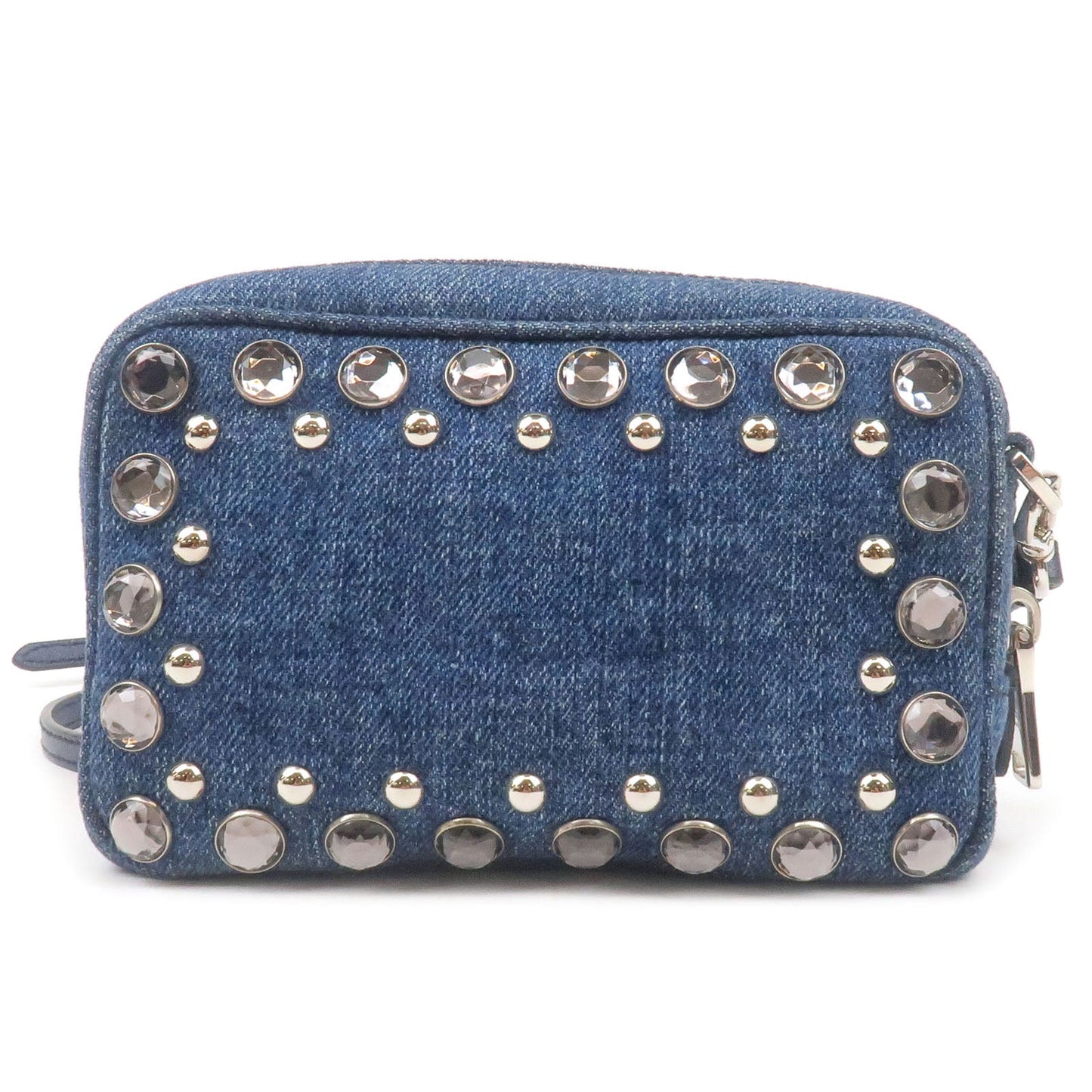 Prada Prada Bijou Leather Shoulder Bag Blue 1Nf674 35228