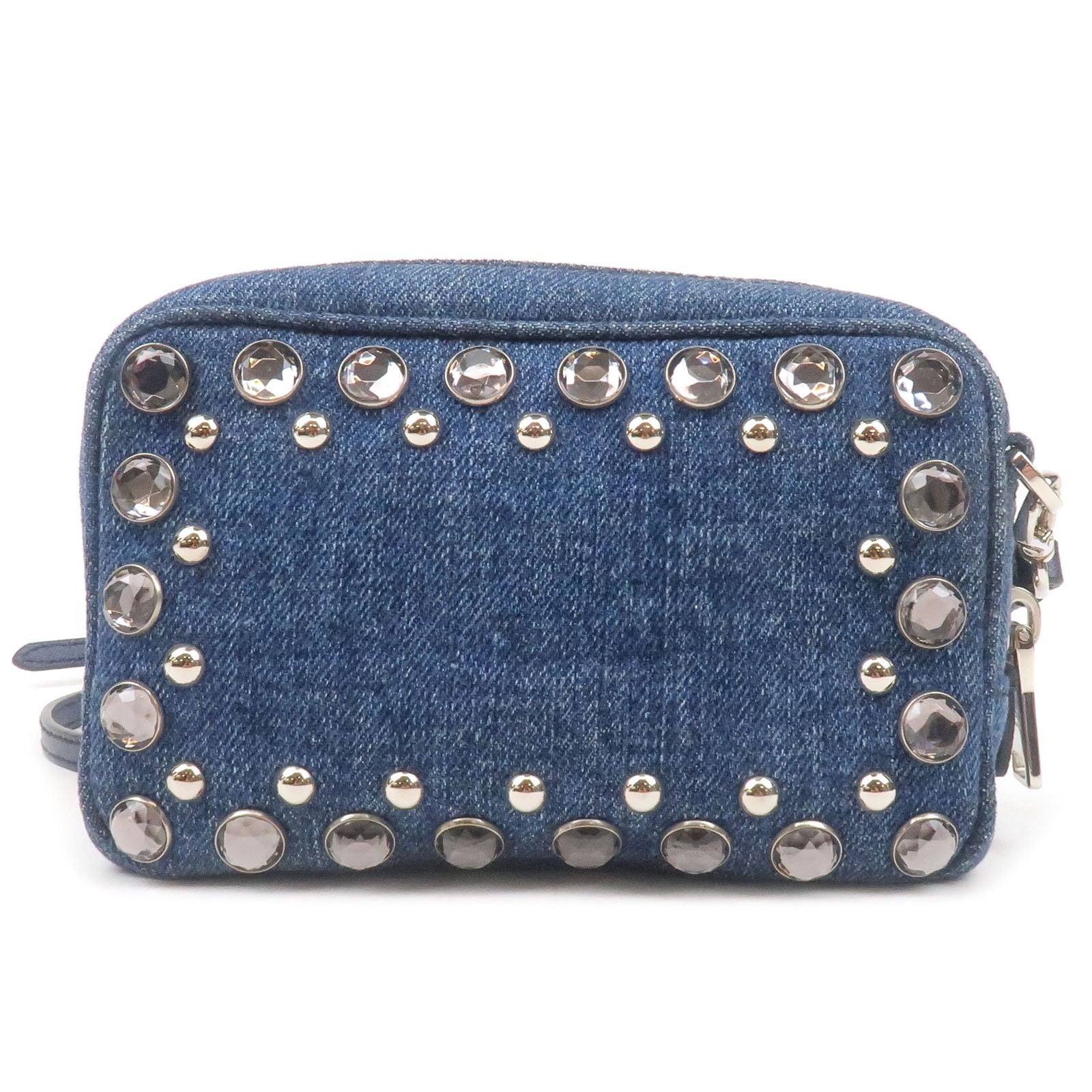 Prada Prada Bijou Leather Shoulder Bag Blue 1Nf674 35228