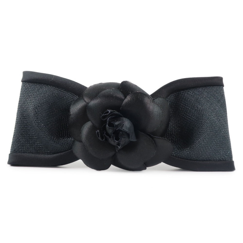 CHANEL Valletta Satin black Camelia Ribbon motif Women  