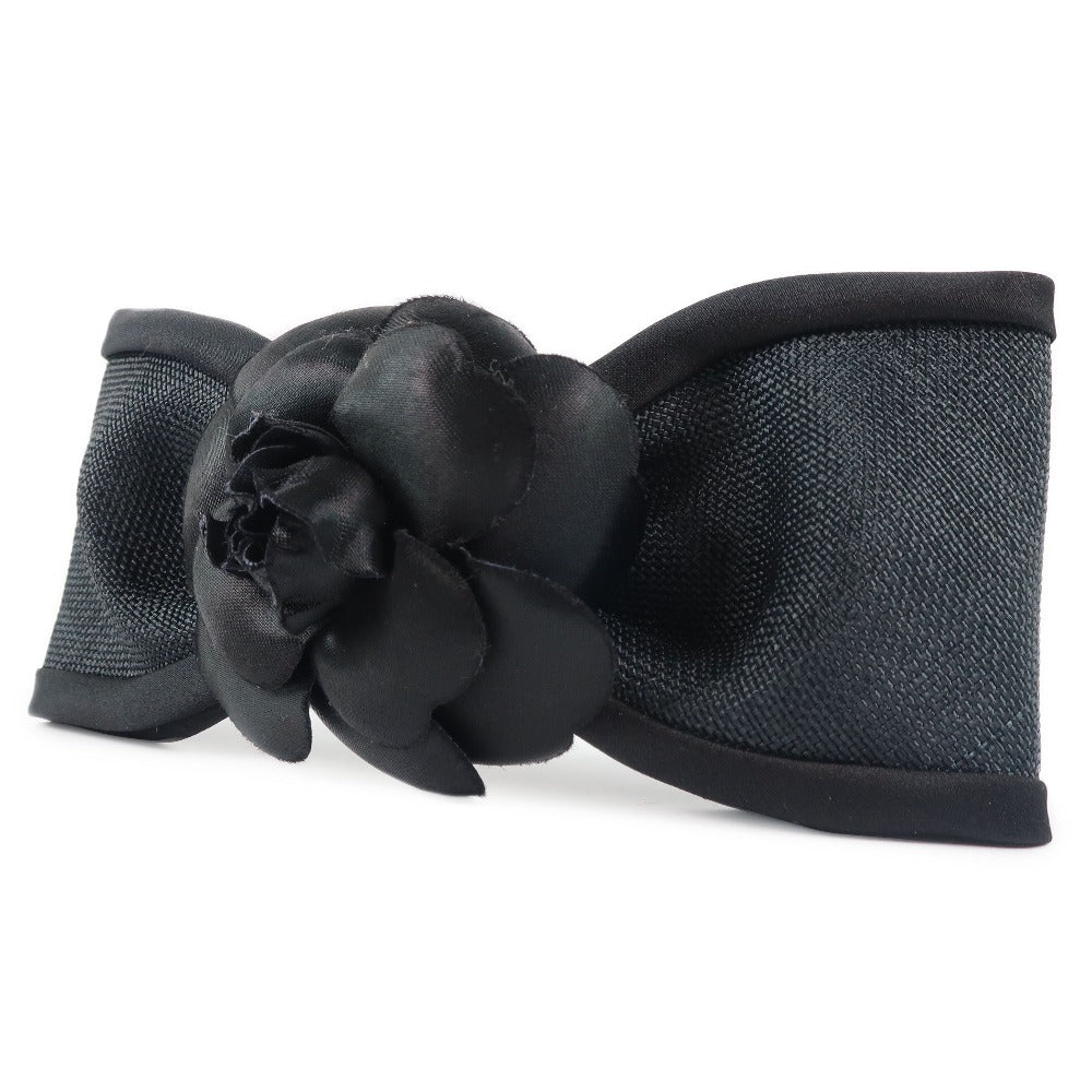 CHANEL Valletta Satin black Camelia Ribbon motif Women  