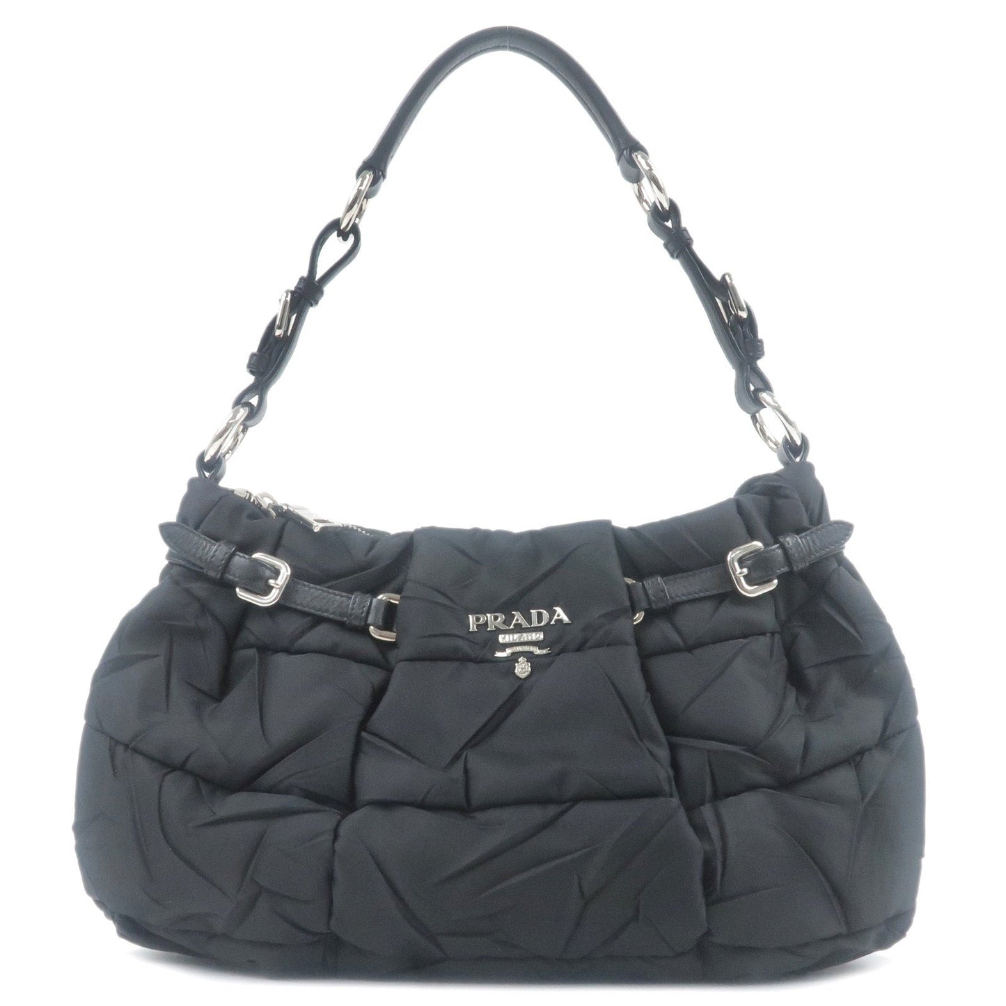 Prada Prada Nylon Leather Shoulder Bag Black Nero 35316
