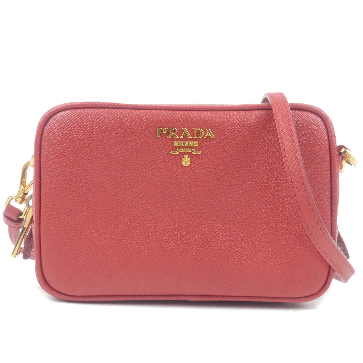 Prada Prada Leather Shoulder Bag Purse Fuoco Red 1Nf674